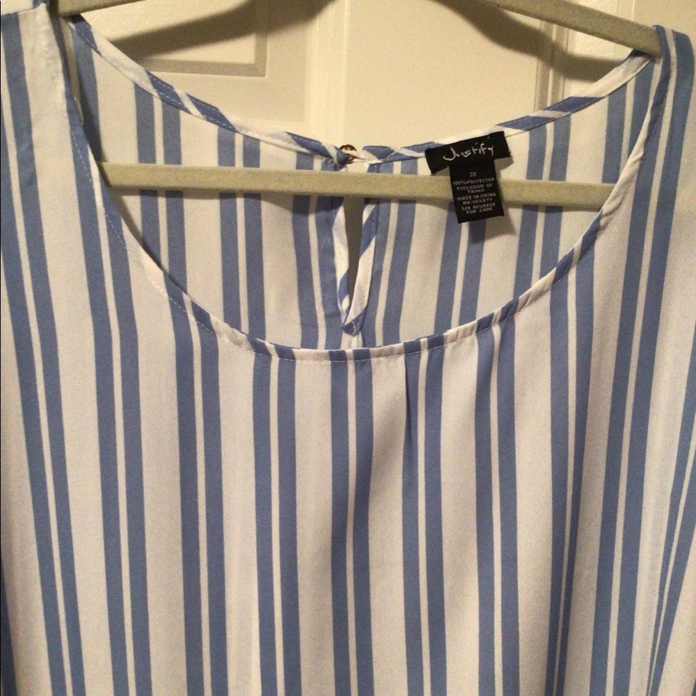 Justify light blue and white striped blouse 3XL